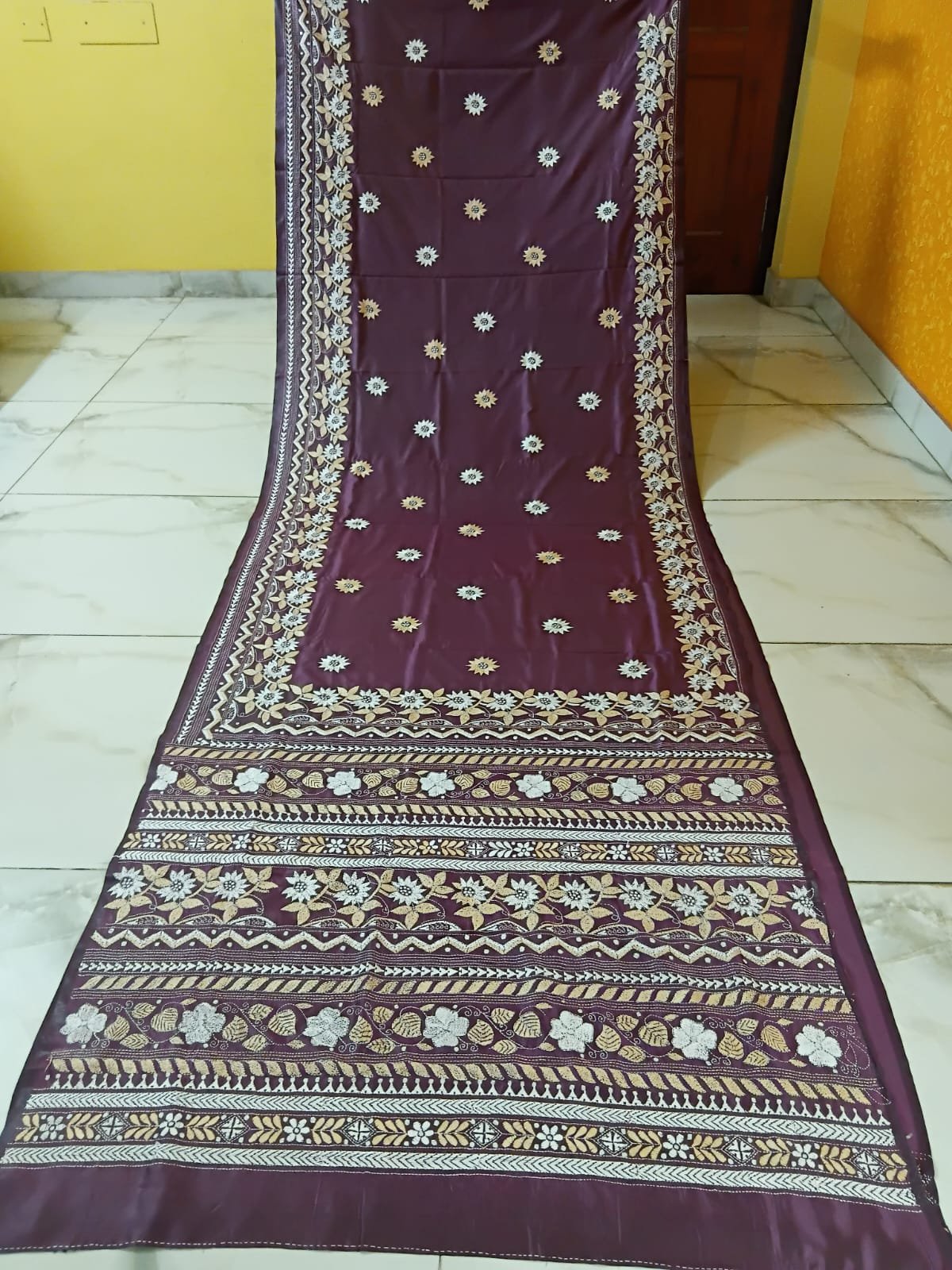 kantha stitch saree as007